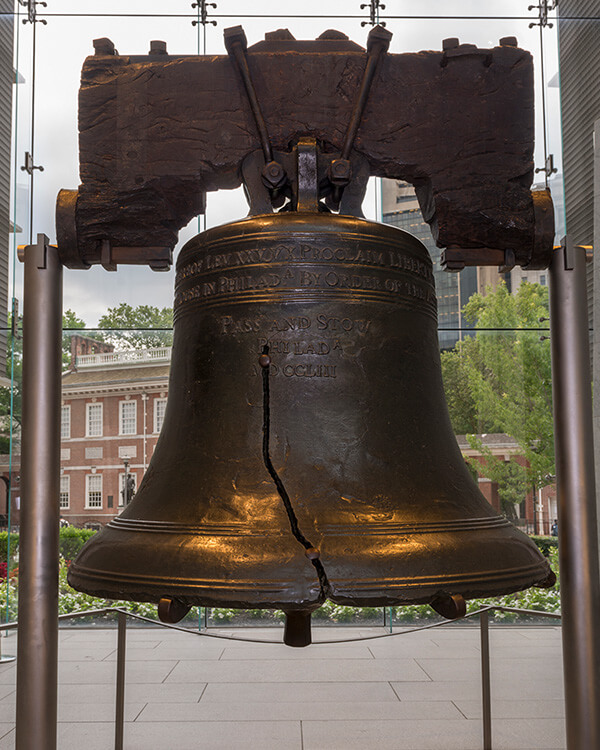 Old bell with large crack on its side